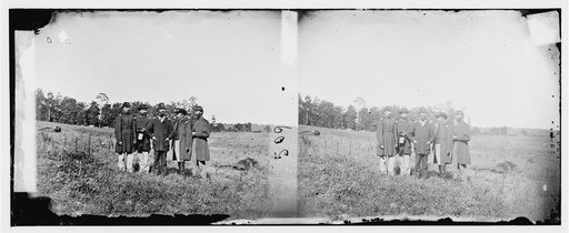 Cedar Mountain, Virginia. Officers of 10th Maine Regt. on the battlefield