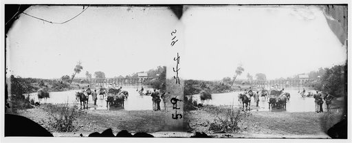 Rappahannock River, Virginia. Fugitive Negroes fording the Rappahannock. (During Pope's retreat)