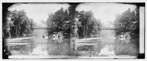 Hazel River, Virginia. View of river with bridge in the distance