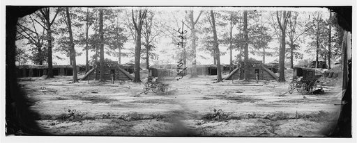 Petersburg, Virginia. Bomb-proofs in front of Petersburg. (Photographic wagon, Engineer Department shown)