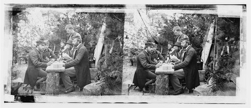 Yorktown, Virginia (vicinity). Comte de Paris, Duc de Chartres, Prince de Joinville and friends at lunch. Camp Winfield Scott