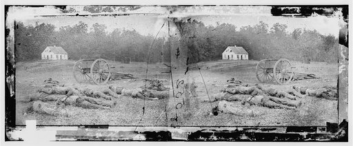 Antietam, Maryland. Field where Sumner's corps charged. Bodies of Confederate in front of the Dunker church