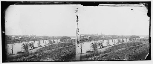 Fredericksburg, Virginia. View of town from east bank of the Rappahannock