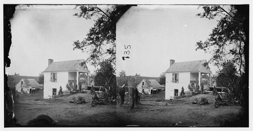 Fredericksburg, Virginia. House near Marye's house on heights in the rear of Fredericksburg showing the effects of shot and shell