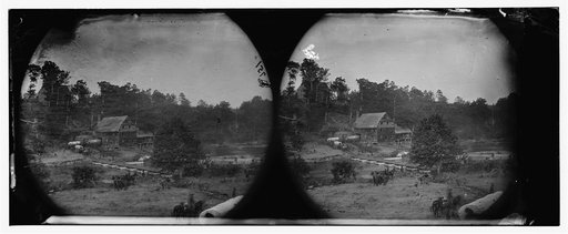 Jericho Mills, Virginia. 5th Corps ammunition train crossing North Anna river, on canvas pontoon bridge constructed by 50th N.Y.V. Engineers