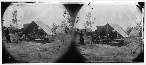 Petersburg, Virginia]. Photographers resting in camp