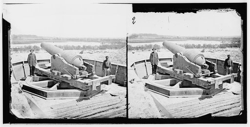 Dutch Gap Canal, James River, Virginia. Confederate battery on James River above Dutch Gap Canal
