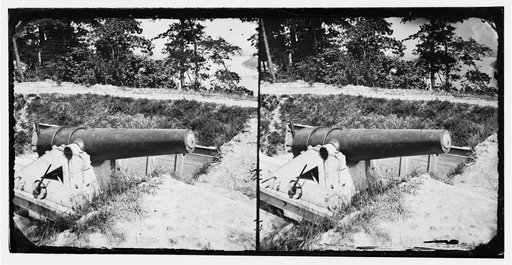 Dutch Gap Canal, James River, Virginia. Confederate battery on James River above Dutch Gap Canal