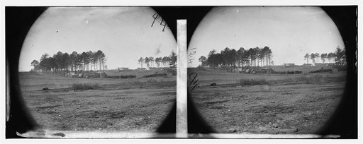 Brandy Station, Virginia]. View of Col. G.H. Sharpe's quarters. Headquarters, Army of the Potomac. Bull ring in the distance
