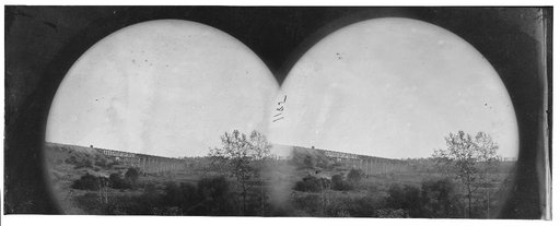 Farmville, Virginia (vicinity). Distance view of High bridge of the South Side Railroad across the Appomattox