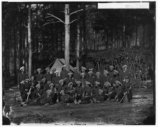 Petersburg, Virginia. Company F, 114th Pennsylvania Infantry Capt. J.R. Waterhouse on left. Lt. A.N. Gevin on right