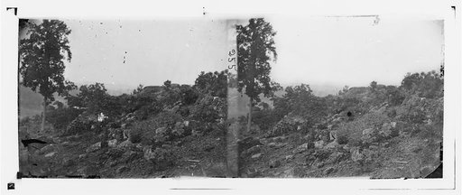 Gettysburg, Pennsylvania. View of breastworks on Round Top