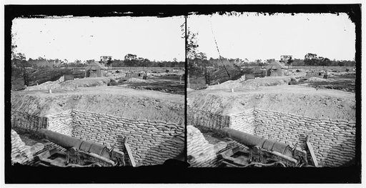 Dutch Gap Canal, James River, Virginia (vicinity). Confederate battery at Howlett house