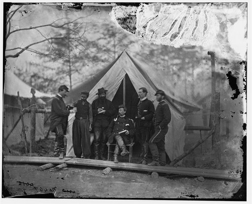 Falmouth, Virginia. Lt. Col. [Jos] Dickinson and group of officers. Headquarters, Army of the Potomac