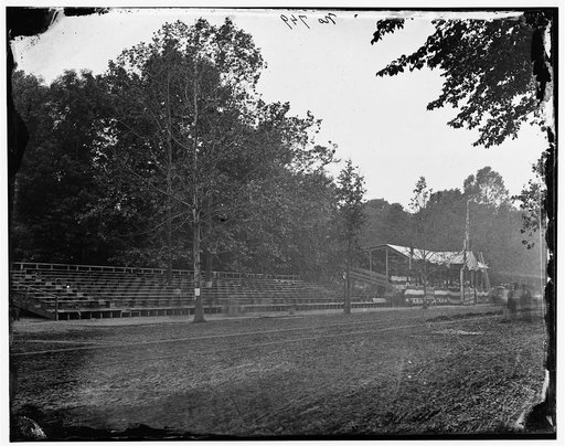Washington, District of Columbia. The grand review of the army. Reviewing stand in front of the Exeuctive Mansion