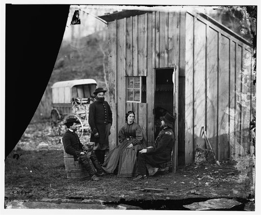 Aquia Creek Landing, Virginia (vicinity)]. Group at Captain W.S. Hall's wagon camp