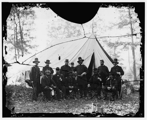 Warrenton, Virginia. Headquarters, Army of the Potomac. Generals, Ambrose E. Burnside, Winfield S. Hancock, Darius N. Couch, Edward Ferrero, Marsena R. Patrick, Orlando B. Willcox, John Cochrane, John Buford and others