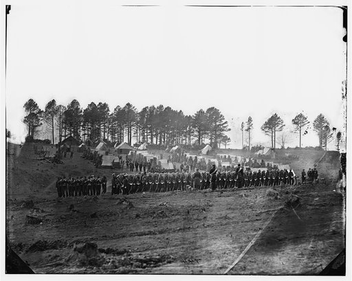 Brandy Station, Virginia. Guard mount of 114th Pennsylvania Infantry (1st Division, 3d Corps)