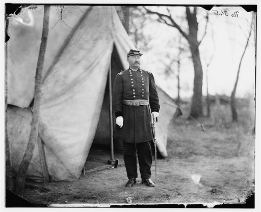 Bealeton, Virginia. Gen. William H. French standing in front of tent