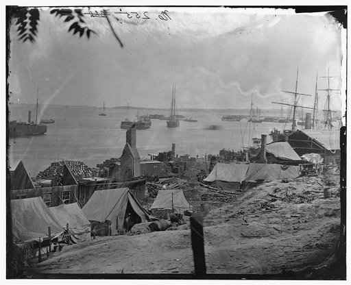 City Point, Virginia. Wharves after the explosion of ordnance barges on August 4, 1864