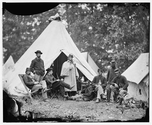 Fairfax Court House, Virginia]. Capt. J.B. Howard, A.Q.M. and group at headquarters, Army of the Potomac