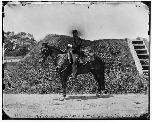 Gettysburg, Pennsylvania]. Lt. Col. Samuel K. Schwenk, 50th Pennsylvania Infantry (seated on horse)