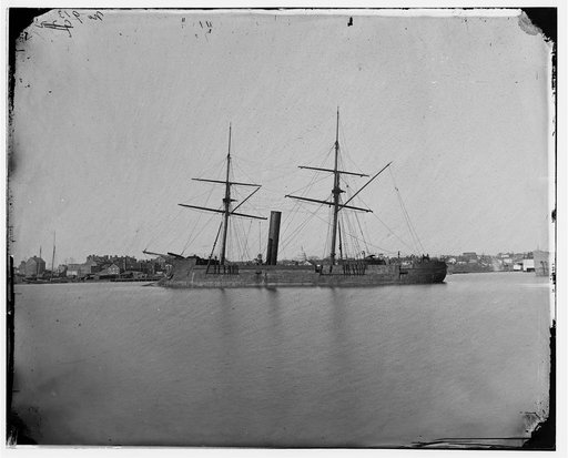 Ex-Confederate Iron-clad ram stonewall at anchor; U.S. Capitol in the background