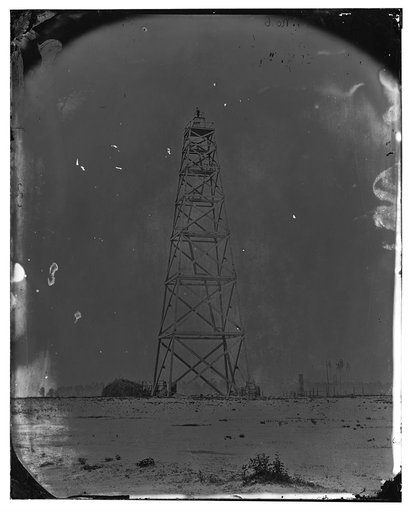 Bermuda Hundred, James River, Virginia. Signal tower on left of Bermuda line