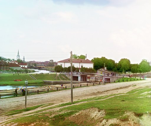 Most cherez Ekaterininskoe ustʹe v Shlisselʹburgi︠e︡. [Rossiĭskai︠a︡ imperii︠a︡