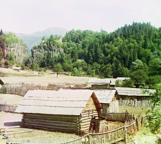 Stone gate and Uzvarian fortress, Uznariani Castle in Tsagvery village