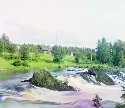 Vid na vodopad Kivach sboku. [Ri︠e︡ka Suna