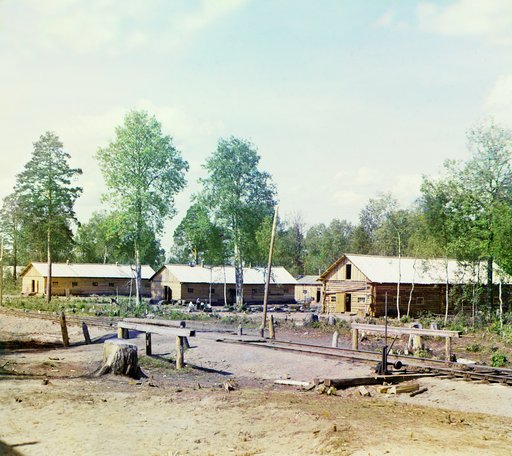 Barracks of settlers (workers) on the 50th verst of Murmansk Railway near Kondopoga village