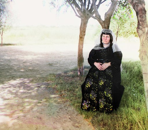 Mugan Steppe. Georgian woman in a folk costume