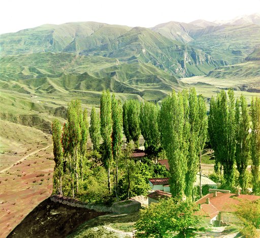 Dagestan. View of the village of Nizhny Gunib from the house of the Chief of District