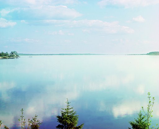 View of Ostashkovsky stretch of Seliger Lake from the embankment of Nilov Monastery