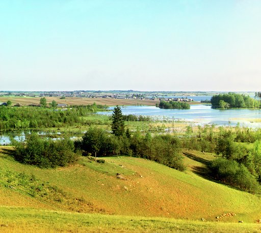 Lake Sterzh with the Volga emptying into it