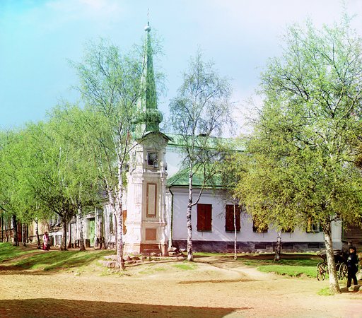 Old chapel on the street of the town of Ostashkov