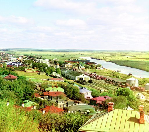 Vid na zheli︠e︡znodorozhnyĭ putʹ, gorod Vladimīr, r. Kli︠a︡zʹmu i poemnye luga