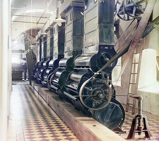 Cotton gin (?), in interior of mill, probably in Tashkent