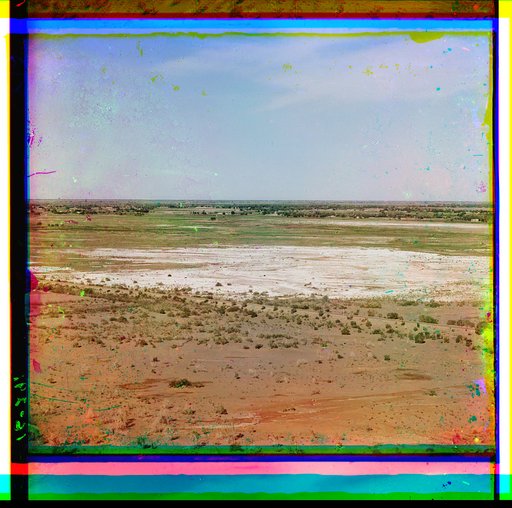 Railroad tracks through desert plains