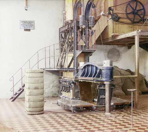 Cotton textile mill interior, probably in Tashkent