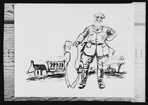 Sketch from "The Unconquered People." One of the illustrations from "The Unconquered People," a twelve page pamphlet published by the Office of War Information (OWI), Washington, D.C., describing the resistance to Hitler on the part of the people of the occupied countries of Europe
