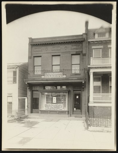 J.G. Schuerger's Bakery "closed - Friday April 12 and Saturday April 13. No bakery products will be made, bought or sold on those days - at the instance of the Federal Food Administrator for the District of Columbia. Failed to use the required amount of substitutes with wheat flour. J.G. Schuerger"