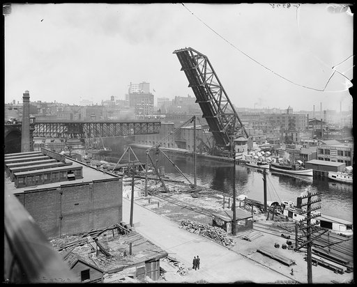 Superior Street, i.e. Avenue, viaduct and lift bridge, Cleveland, Ohio