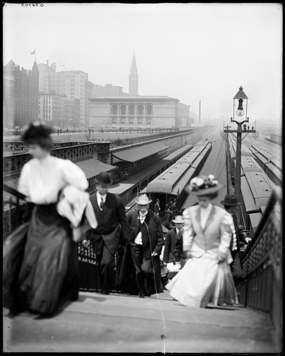 Illinois Central Railway, arriving from the suburbs, Chicago, Ill.