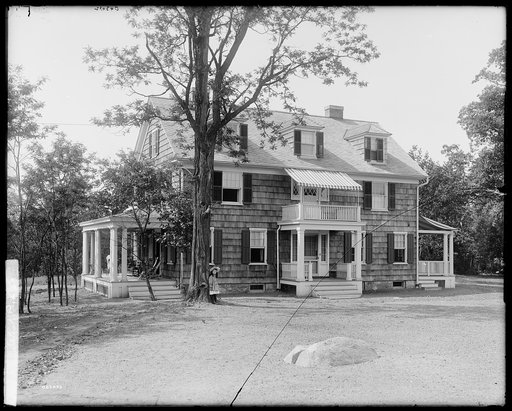 Paul Reynolds residence, exterior, front & side porches, Scarsdale, N.Y.