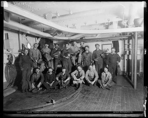 U.S.S. Maine, firemen and coal passers, 1896