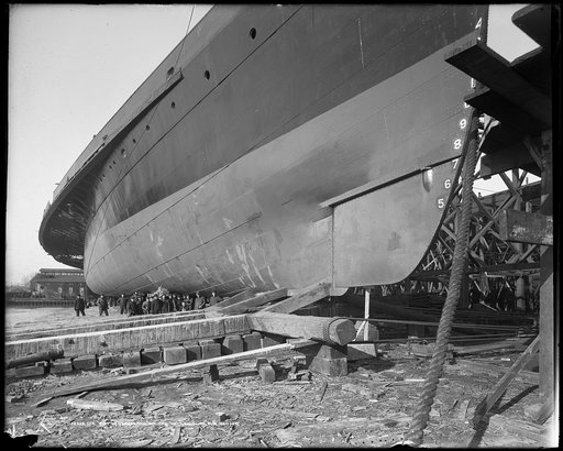 Str. City of Cleveland on the ways, showing bow rudder