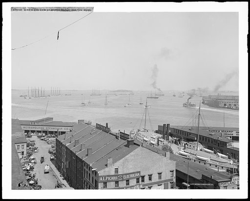 Birdseye view of waterfront, Boston, Mass.