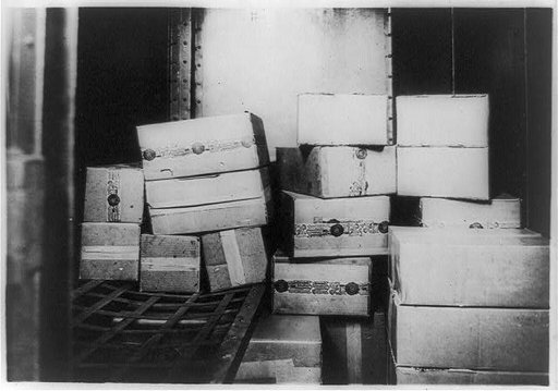 Cases of whiskey confiscated by the U.S. Internal Revenue Bureau